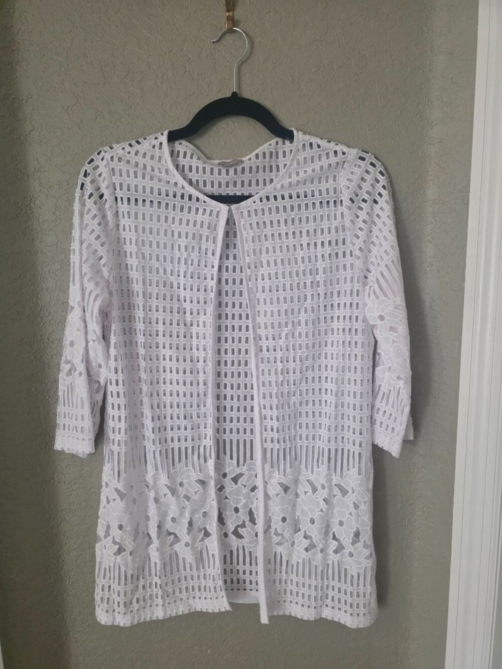 Chico's Travelers White Open Front Long Cardigan Duster size S